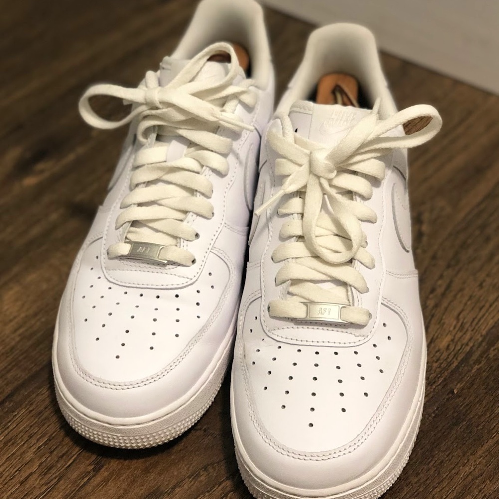 White Nike Air Force Ones in Men's size 10